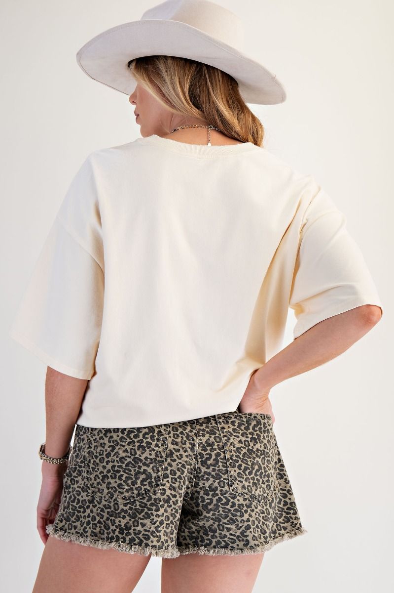 Animal Print Distressed Shorts