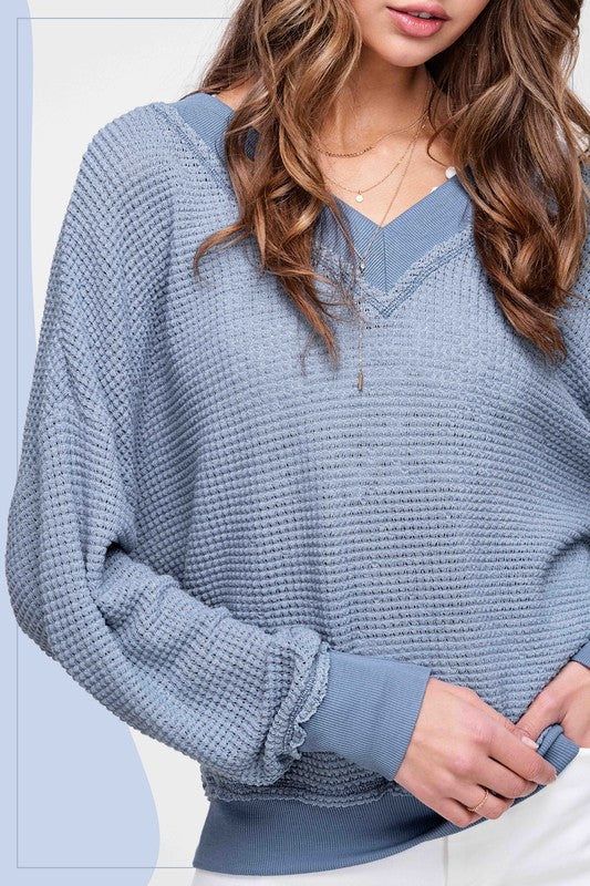 Denim Waffle Top