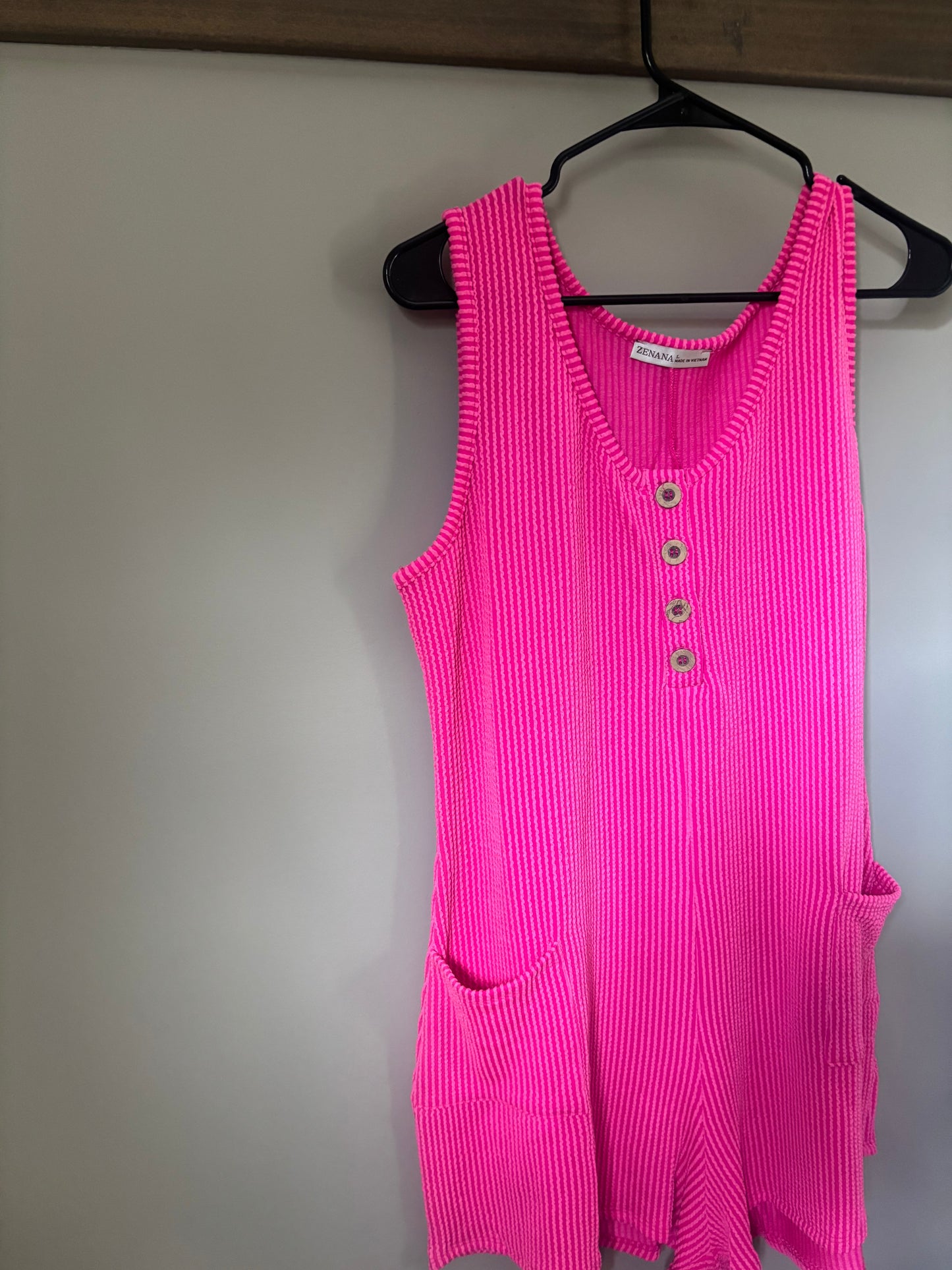 Simple Corded Rib Sleeveless Romper