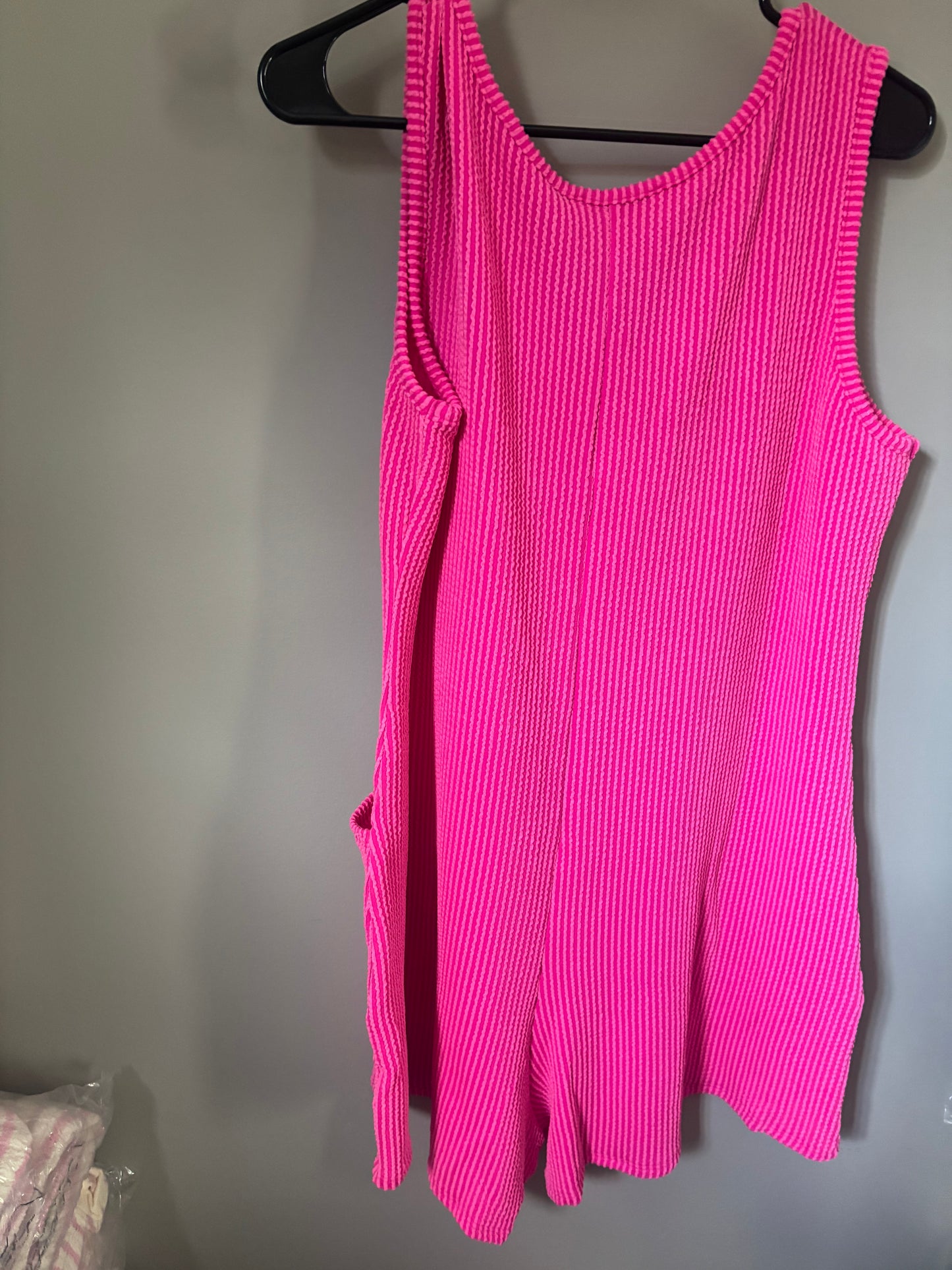 Simple Corded Rib Sleeveless Romper