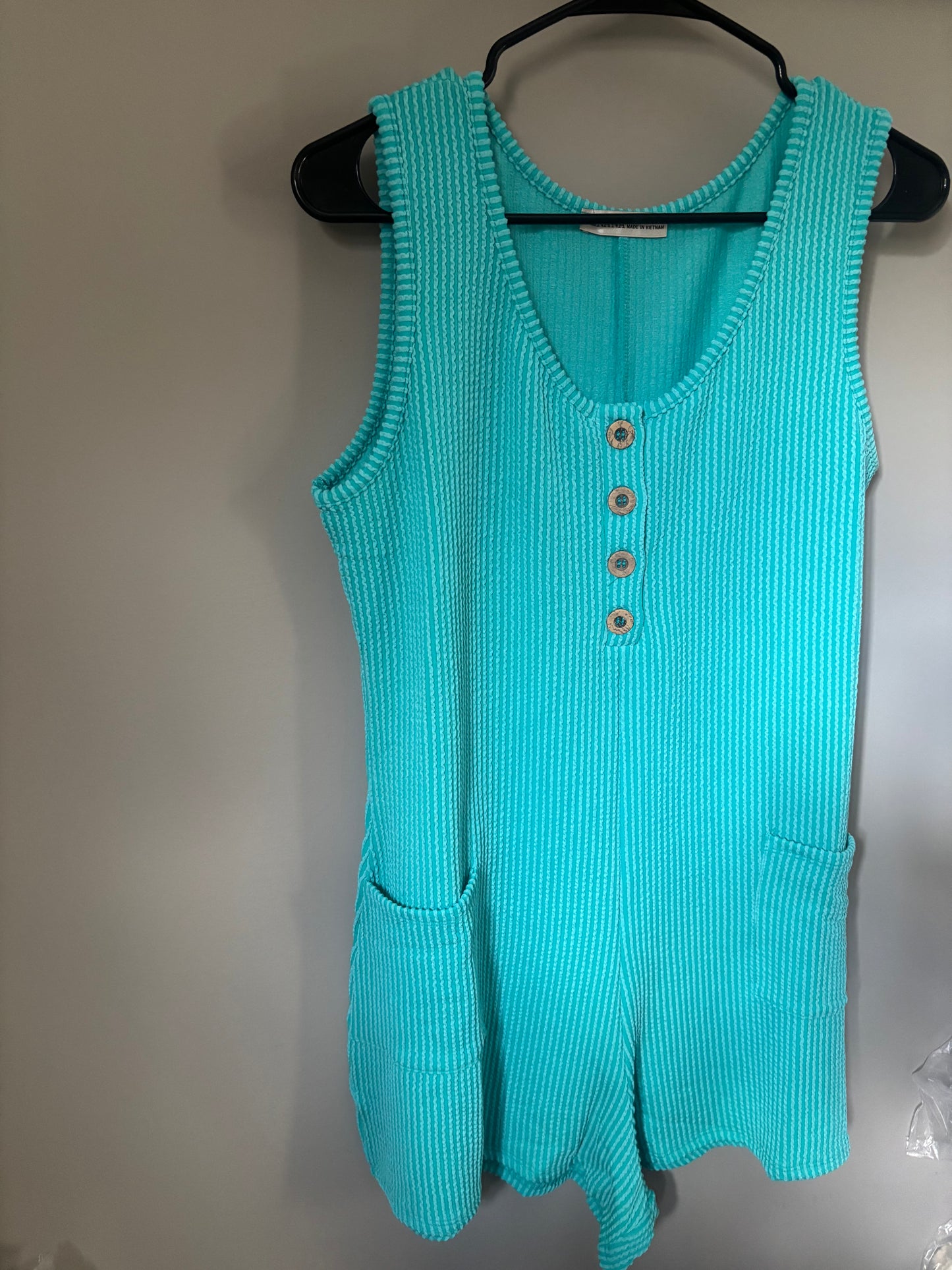Simple Corded Rib Sleeveless Romper