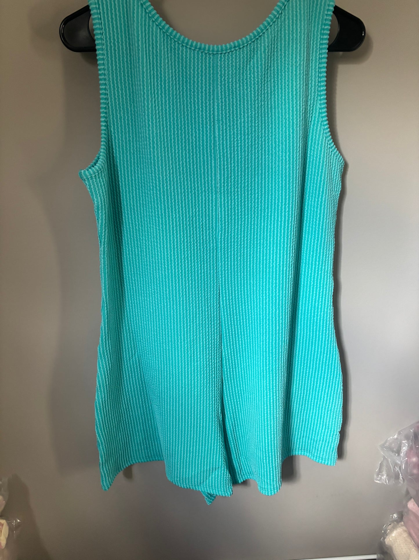Simple Corded Rib Sleeveless Romper