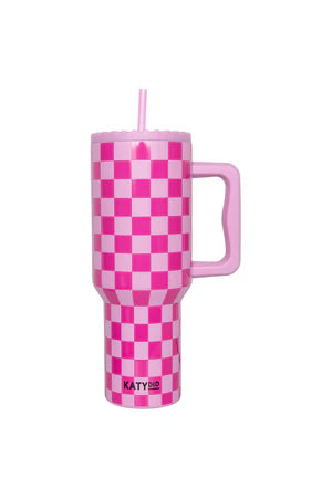 Pink Checkered Tumbler