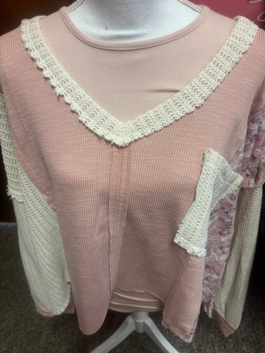 Pink  Cropped Floral Shirt