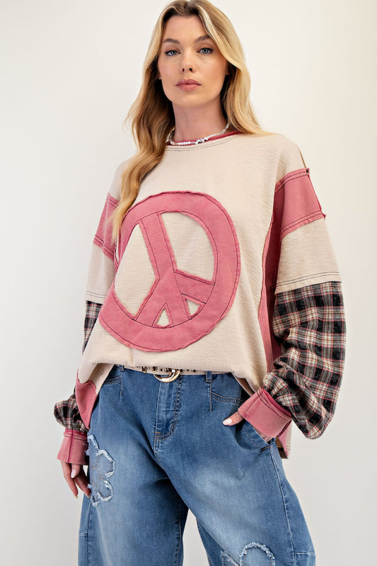 Pink Thermal Peace Patch Top