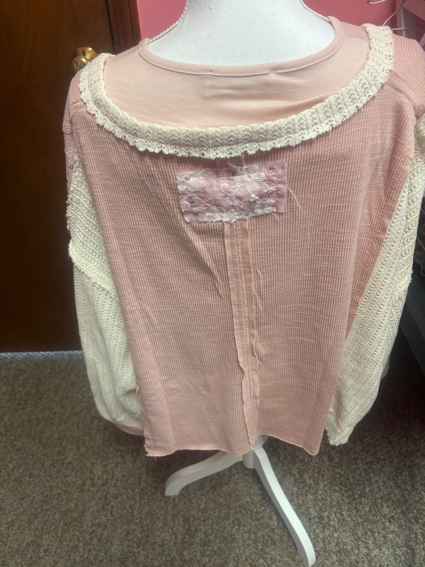 Pink  Cropped Floral Shirt