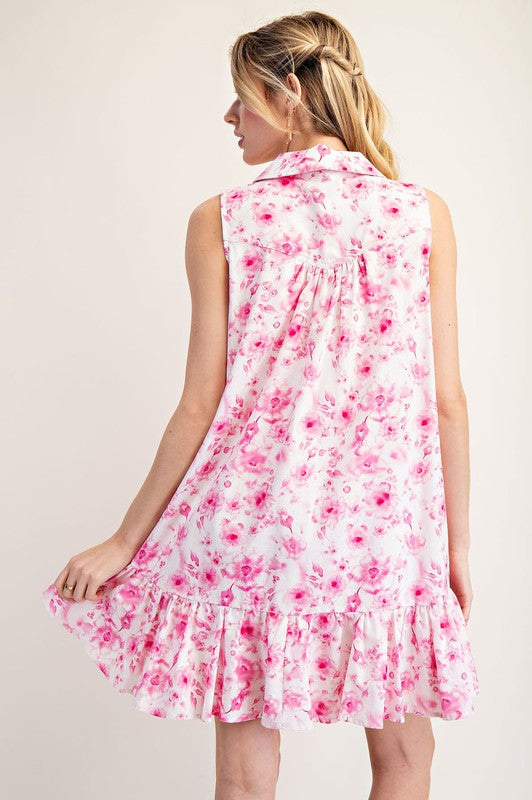 Pink Floral Mini Dress