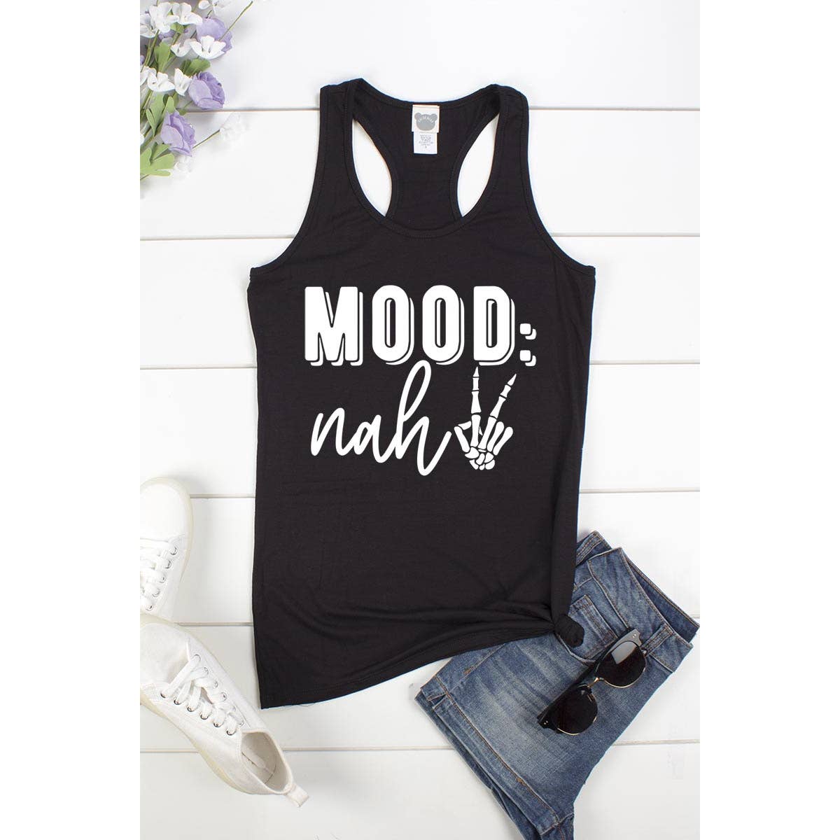 MOOD,NAH,SKELETON HAND RACER BACK TANK TOP