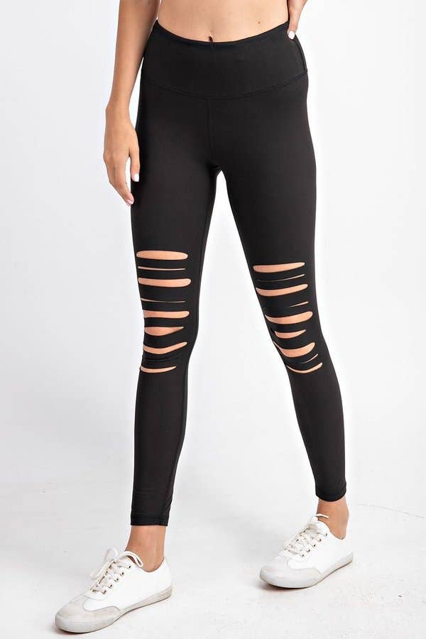 Black distressed leggings best sale