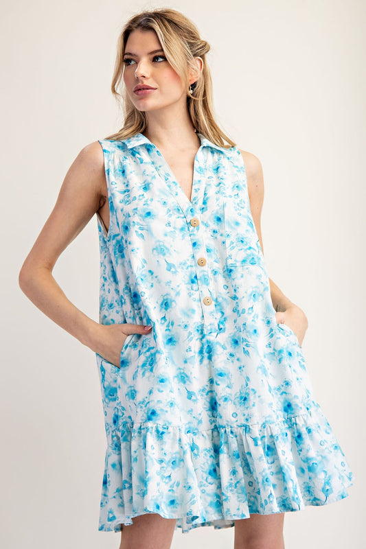 Blue Floral Mini Dress