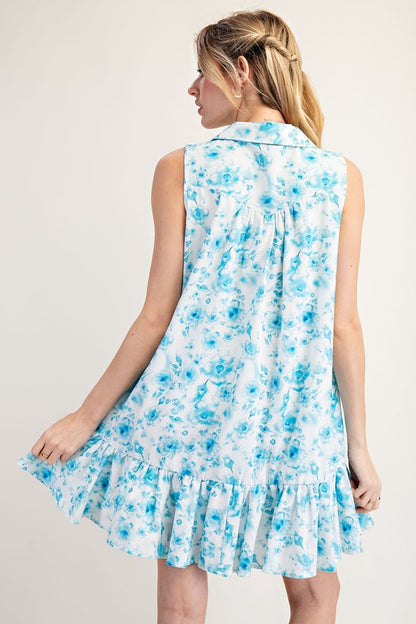Blue Floral Mini Dress