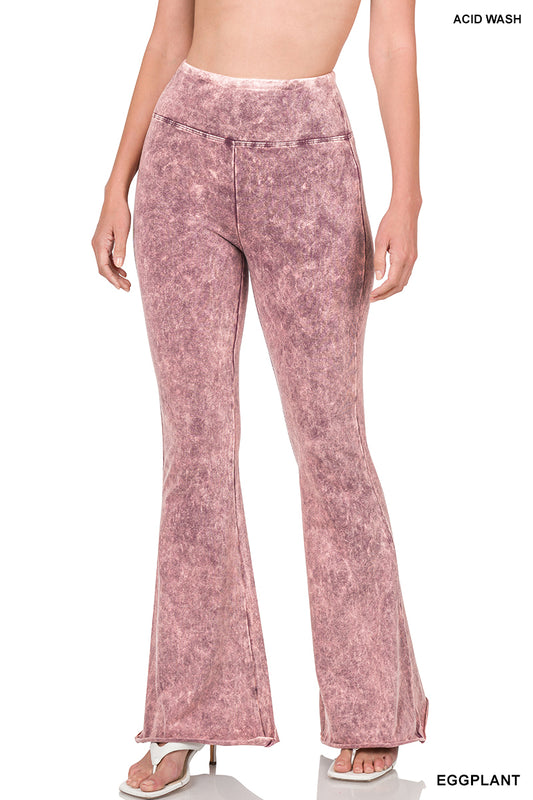 Eggplant Acid Wash Hem Pants