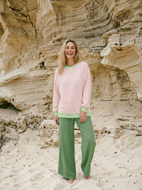 Palm Beach Stripe Pullover - Pink