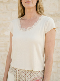 Sweetheart Lace Tee - Cream