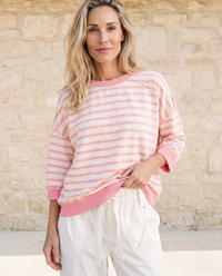 Coral Bloom Stripe Top