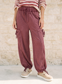 Boho Breeze Cargo Pants - Maroon