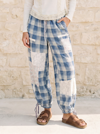 Plaid Parachute Pants (Blue)