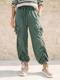 Boho Breeze Cargo Pants - Pine