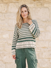 Cozy Coast Striped Sweater-Pine