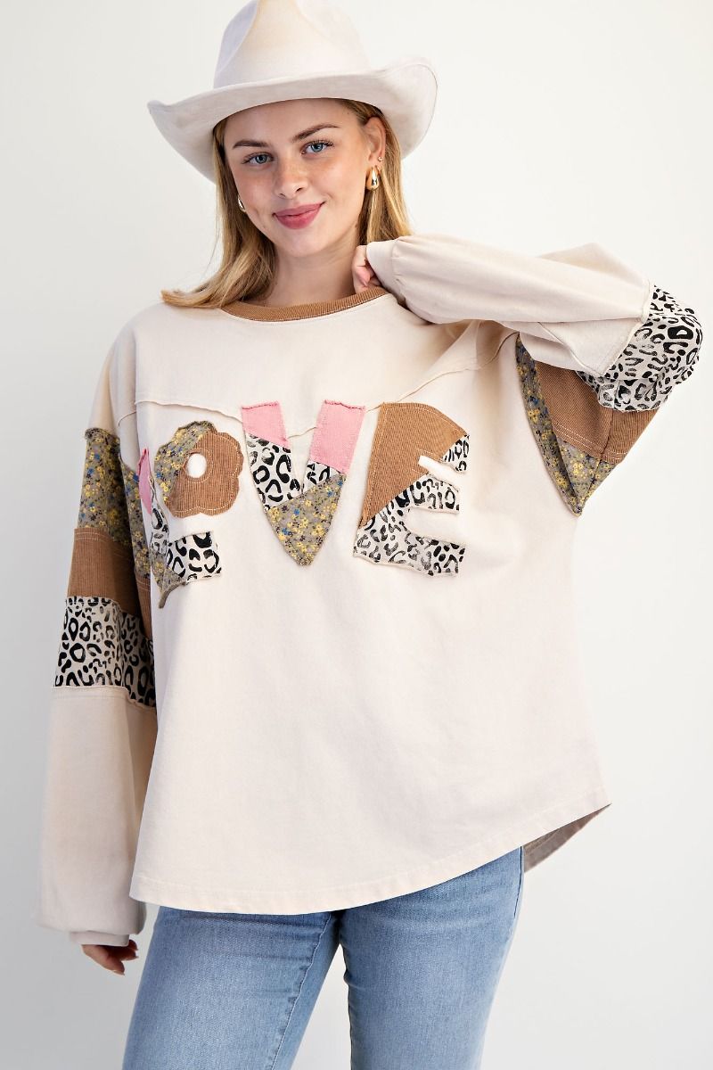 Love Animal Patchwork Top