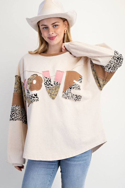 Love Animal Patchwork Top