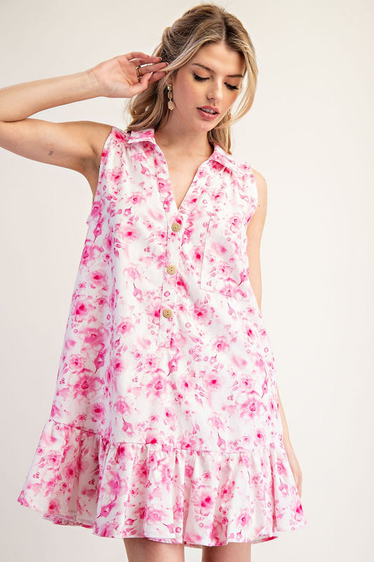 Pink Floral Mini Dress