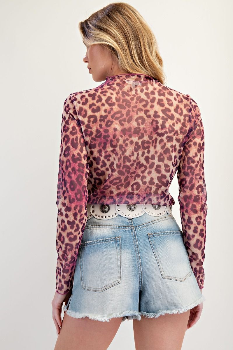 Pink Animal Mesh Top