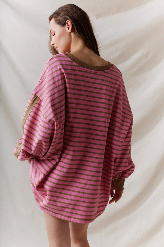 Pink Mocha Striped Top