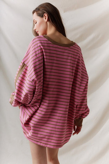 Pink Mocha Striped Top