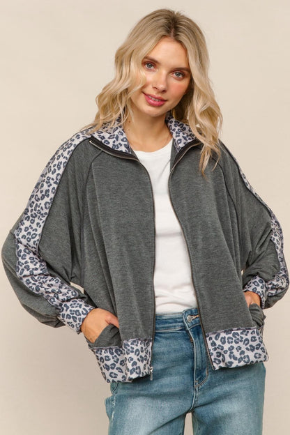 Animal Print Zip Up