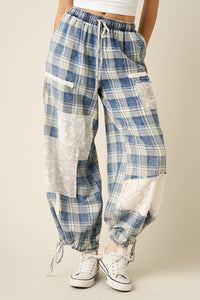 Plaid Parachute Pants (Blue)