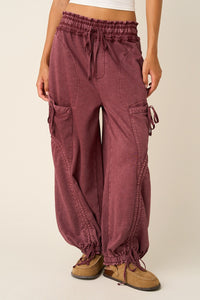 Boho Breeze Cargo Pants - Maroon