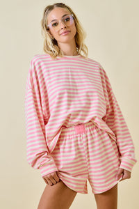 Pink Stripes Short  Set