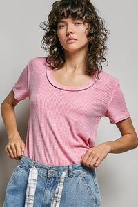 Sweetheart Ribbed Top-Pink