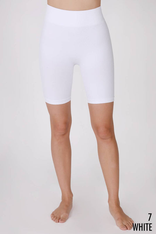 Chevron Highwaist White Seamless Biker Shorts