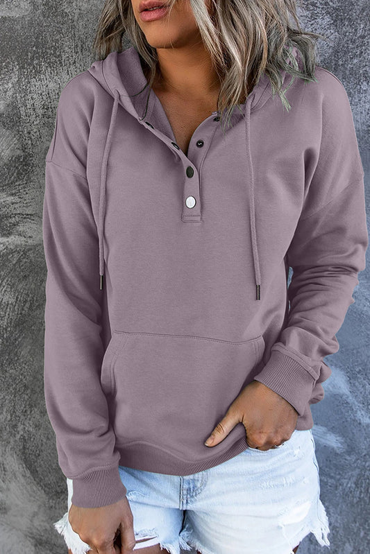 Snap Button Pullover Hoodie