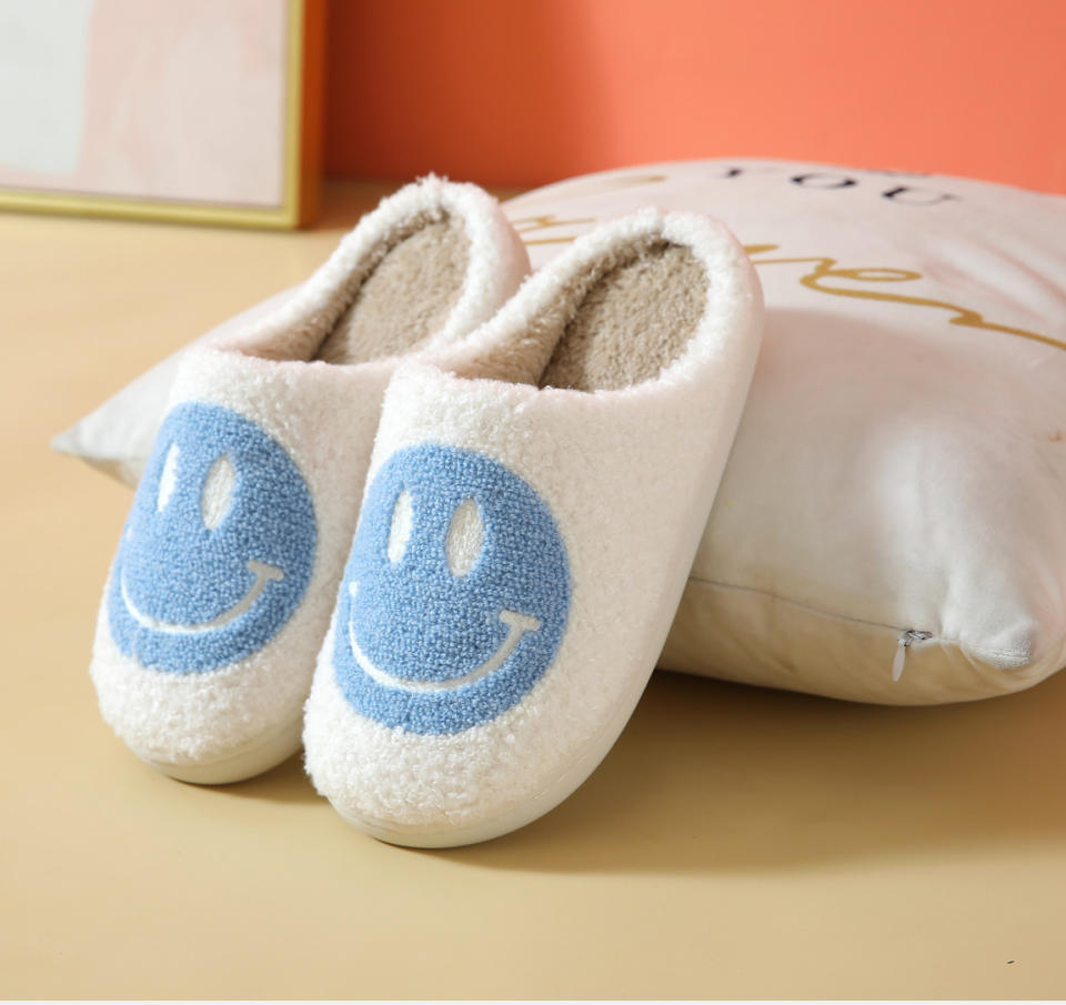 Happy Face Slippers Light Blue