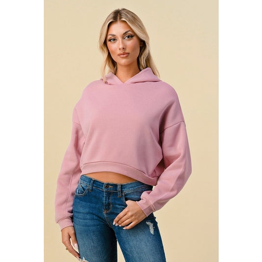 Super Crop Desert Rose Fleece Hoodie Long Sleeve