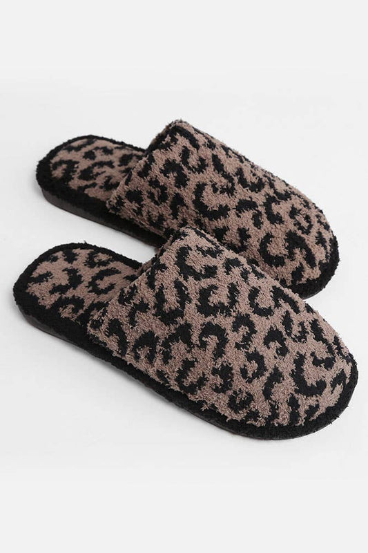 Leopard Print Fuzzy Microfiber Slipper