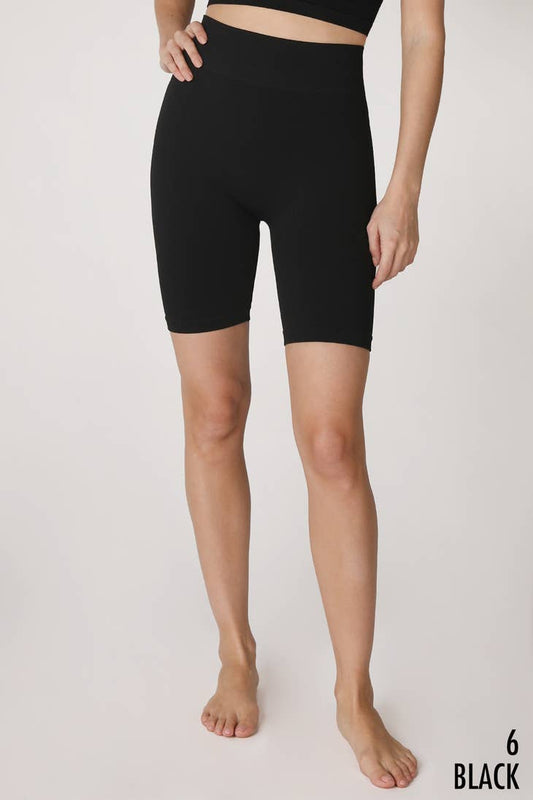 Chevron Highwaist Black Seamless Biker Shorts